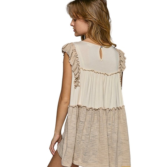 POL / Ruffle Sleeve Baby Doll Top / Boho Summer Top - Picture 3 of 4